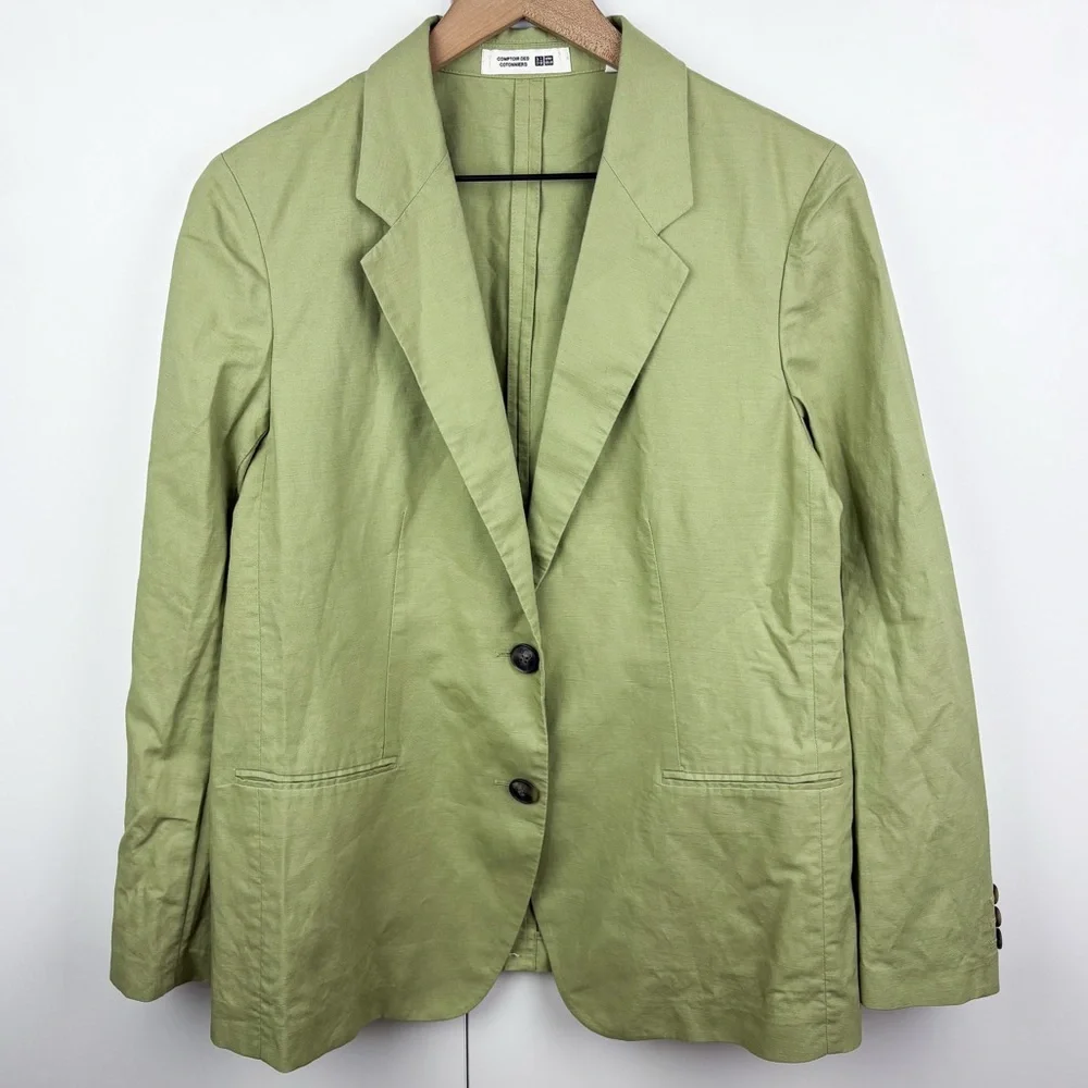 Uniqlo Comptoir Des Cotonniers Linen Blend Blazer Jacket Sage Green Small